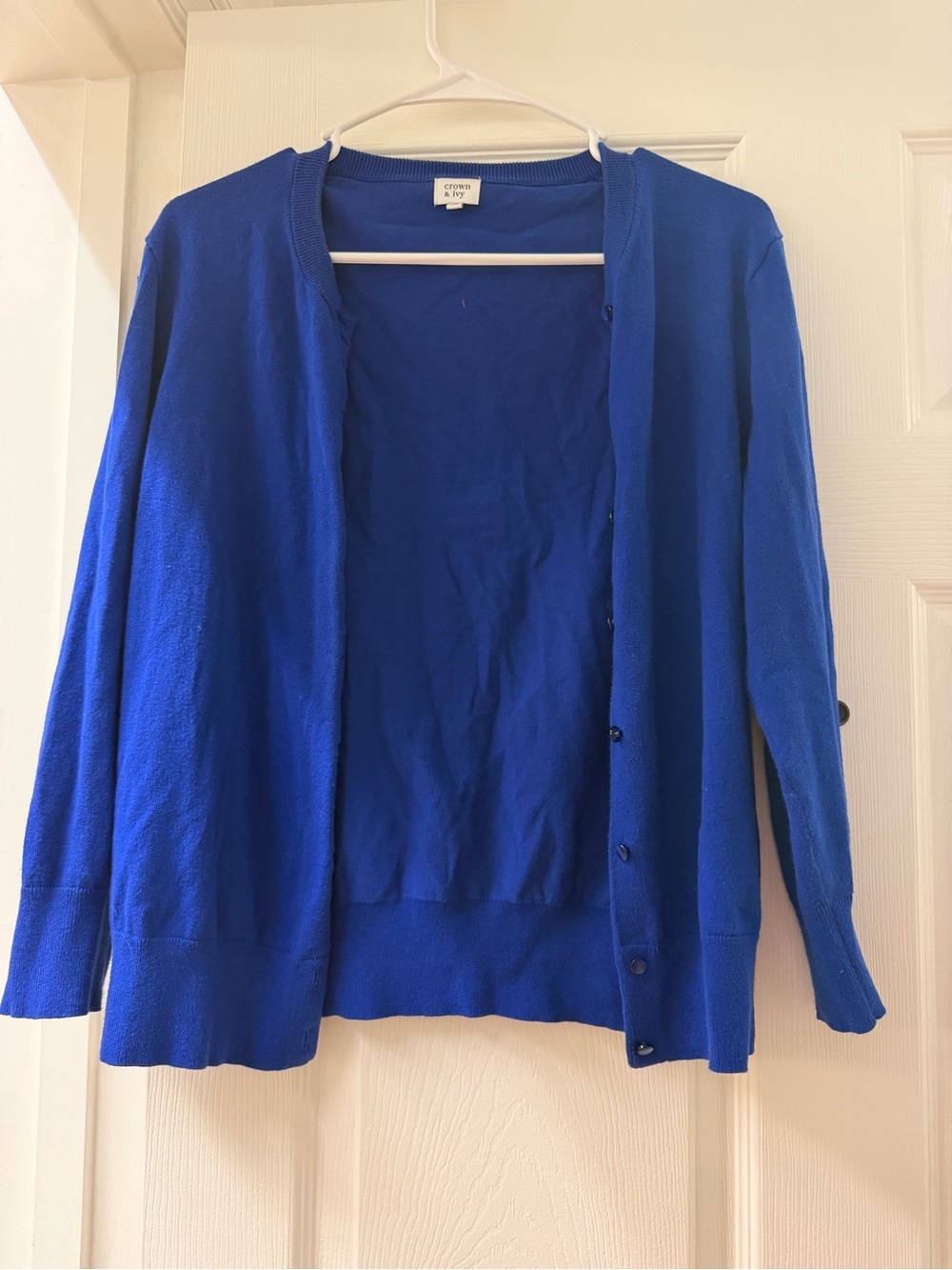 crown & ivy Bright Royal Blue Button-Front Cardigan